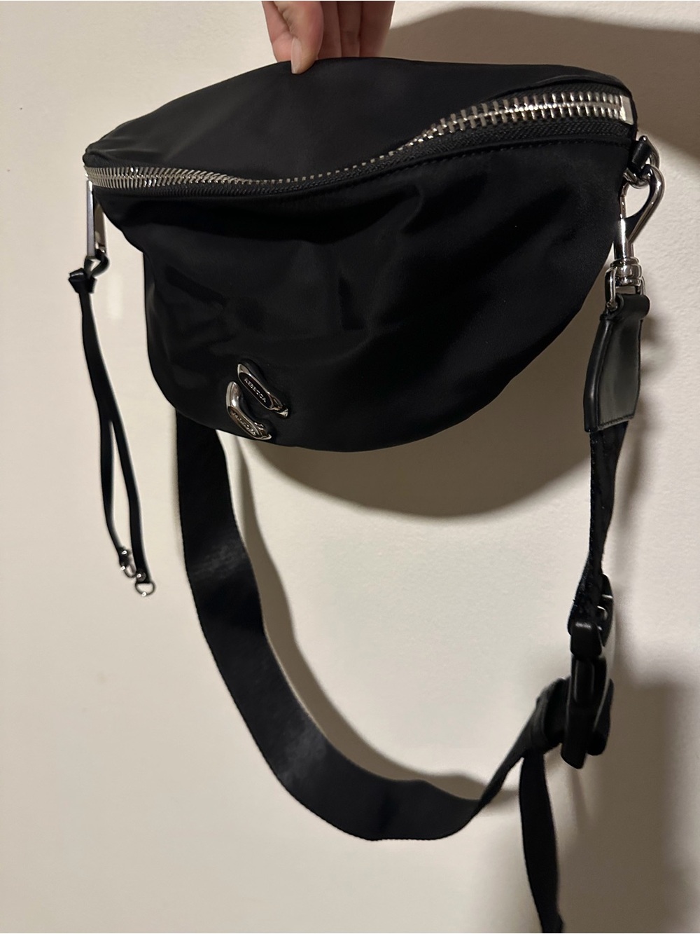 Rebecca Minkoff Black Crossbody Belt Bag with Silver Hardware - Picture 2 of 6